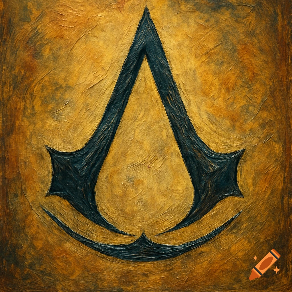 The Assassin's Creed logo rendered in a traditional, textured art style.