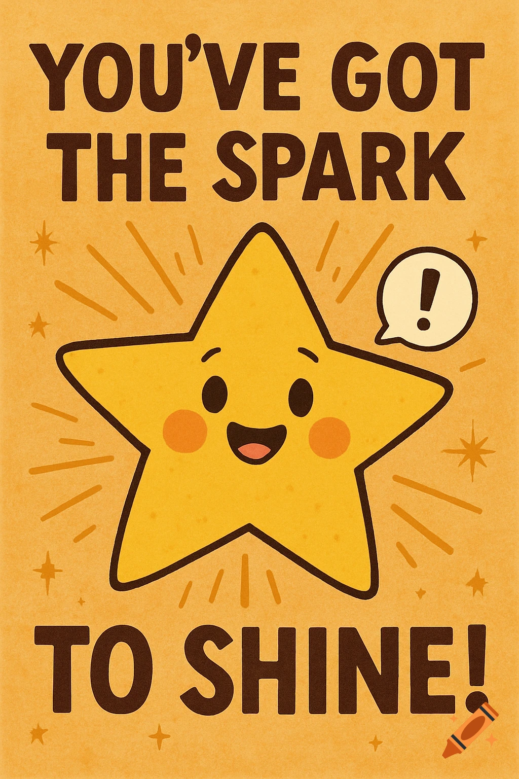 A poster with a smiling cartoon star and the text 'You've got the spark to shine!'