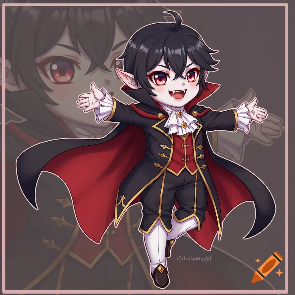 Chibi anime vampire with open arms