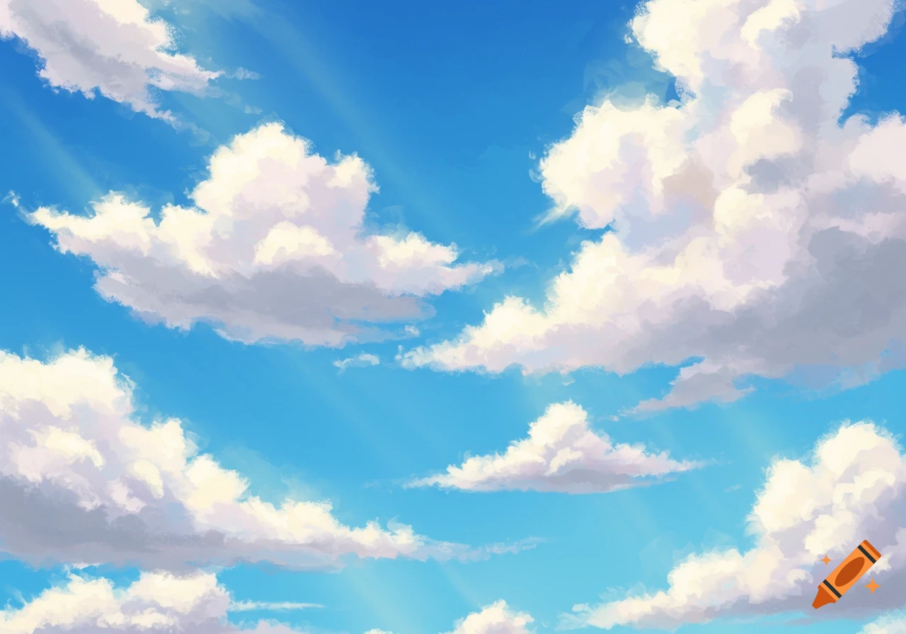 Blue sky with white and gray clouds