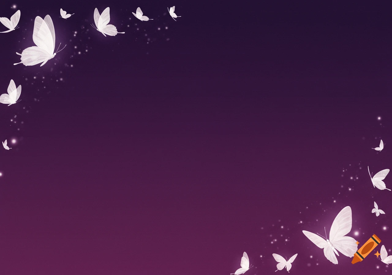 White butterflies on a purple background
