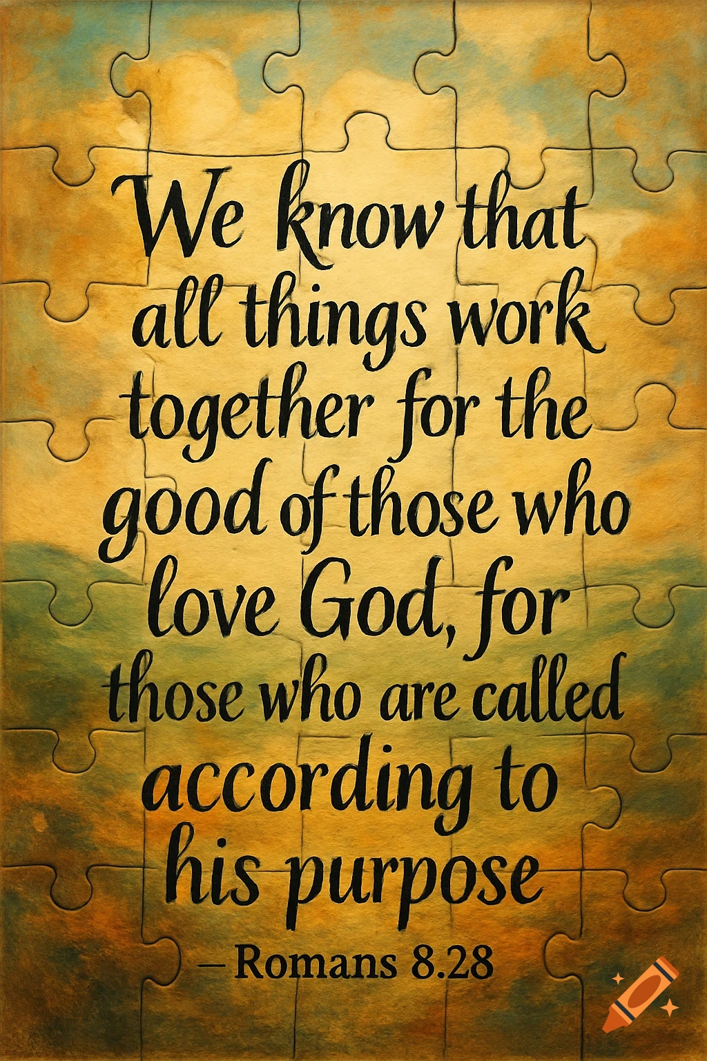Religious quote on a puzzle background