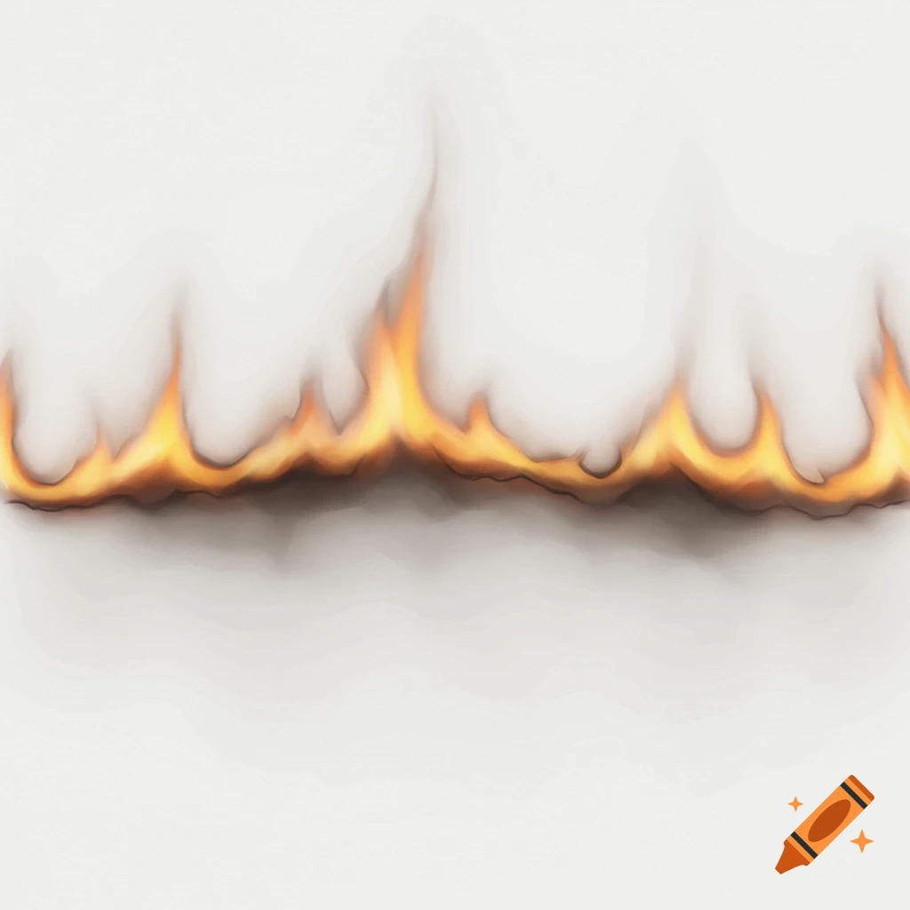 A white background with a line of fire burning along the top edge.