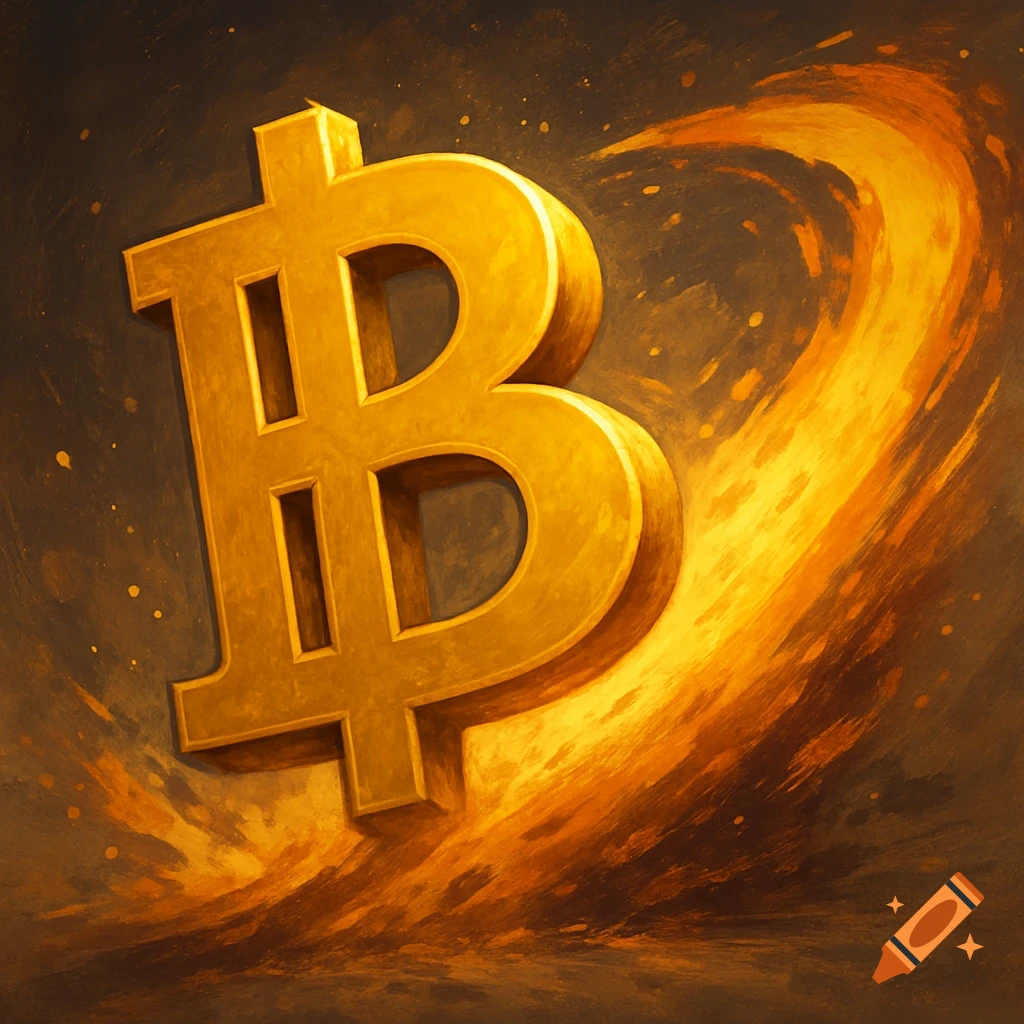 A large golden Thai Baht symbol is surrounded by swirling golden energy on a dark background.