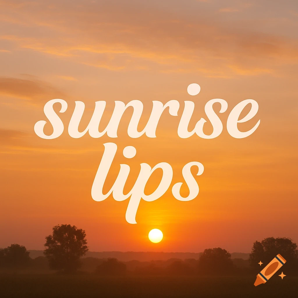 Sunrise over a landscape with the text 'sunrise lips' overlaid.