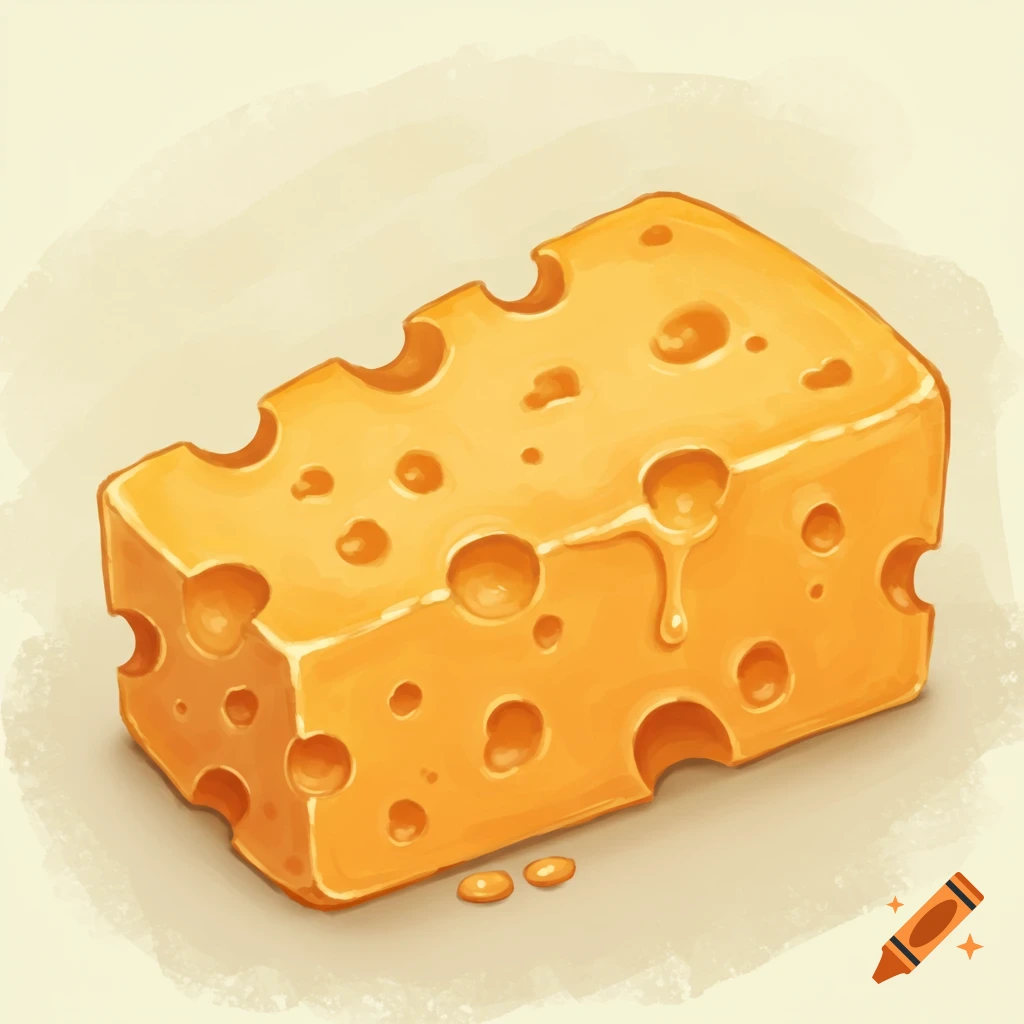 Illustration of a block of Swiss cheese