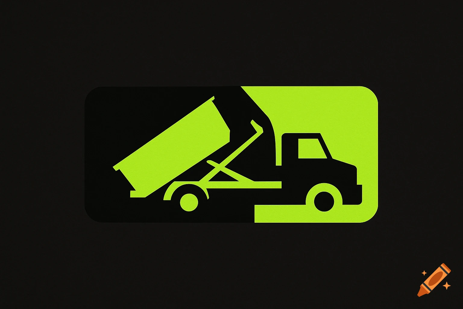 Logo of a green and black trash roll-off truck