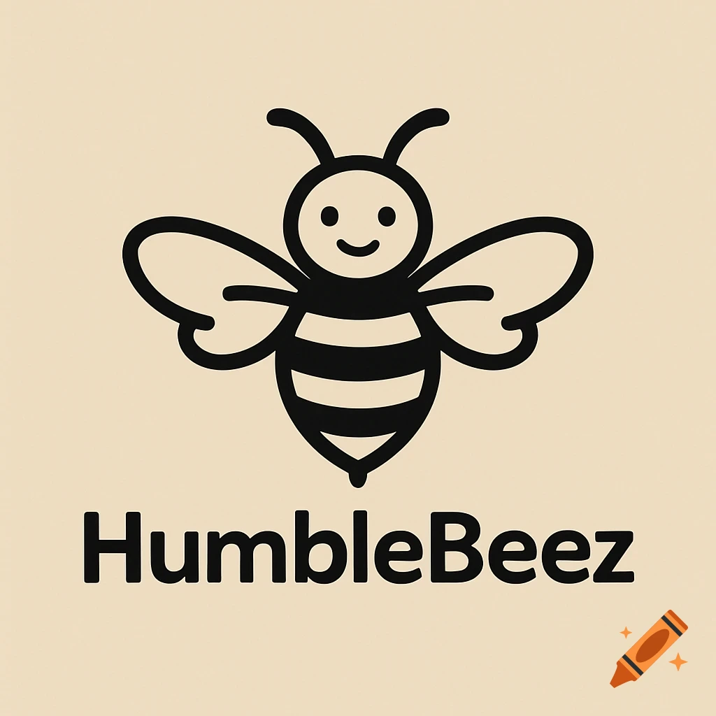 Black outline bee logo with the text HumbleBeez below