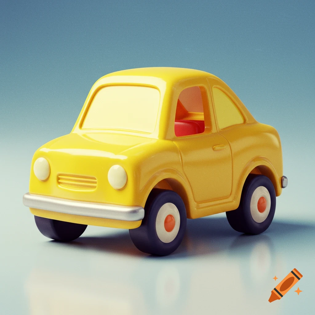A yellow plastic toy car.