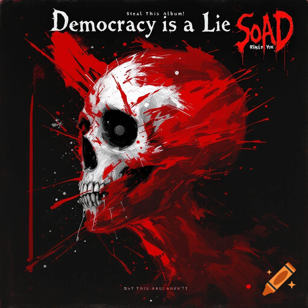 Album cover with a stylized skull covered in red splatters and text
