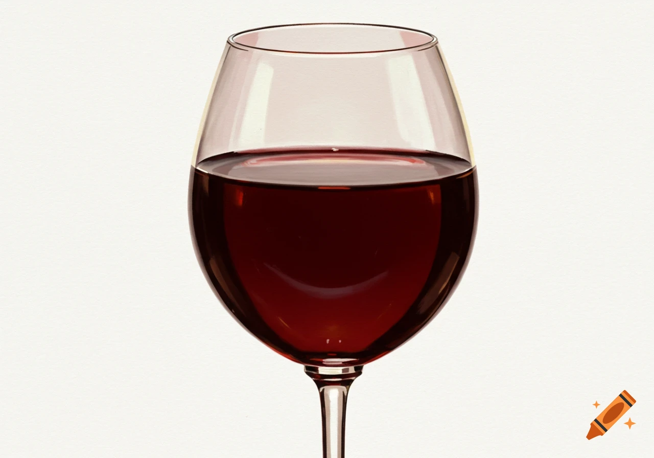 A glass of red wine against a light background