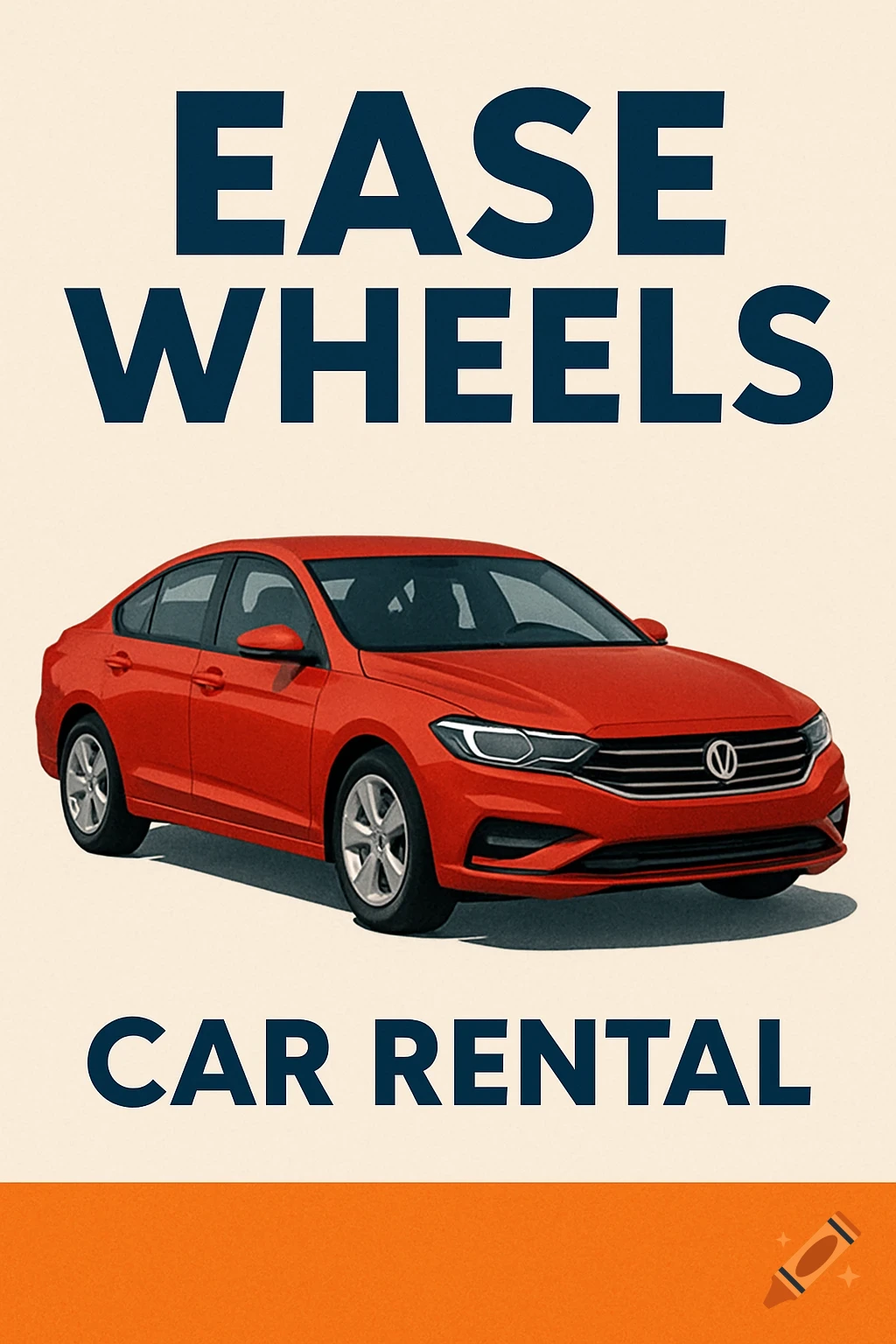 Poster for Ease Wheels Car Rental with a red car