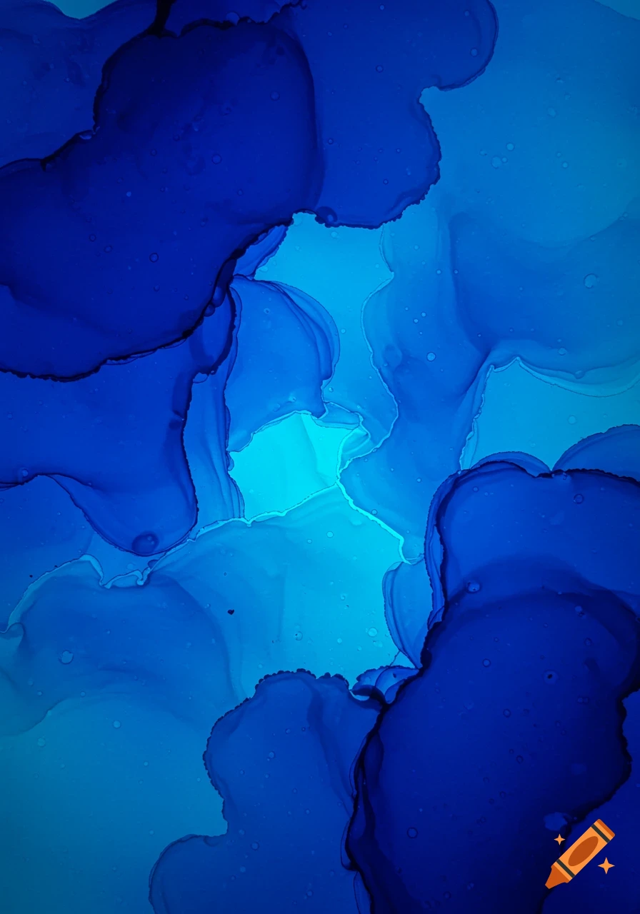 Abstract art with flowing fluid shapes in shades of blue.