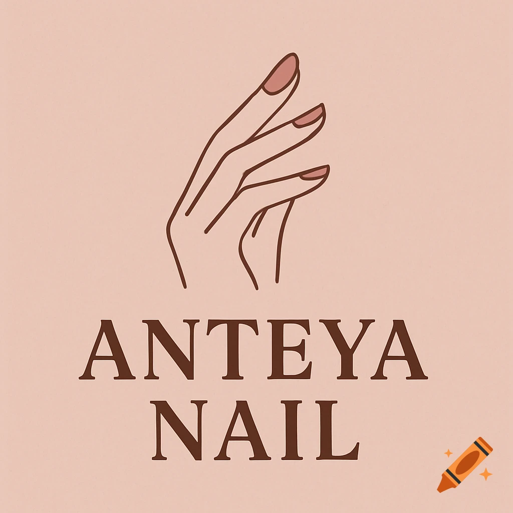 Logo design for Anteya Nail featuring a stylized hand with painted fingernails.