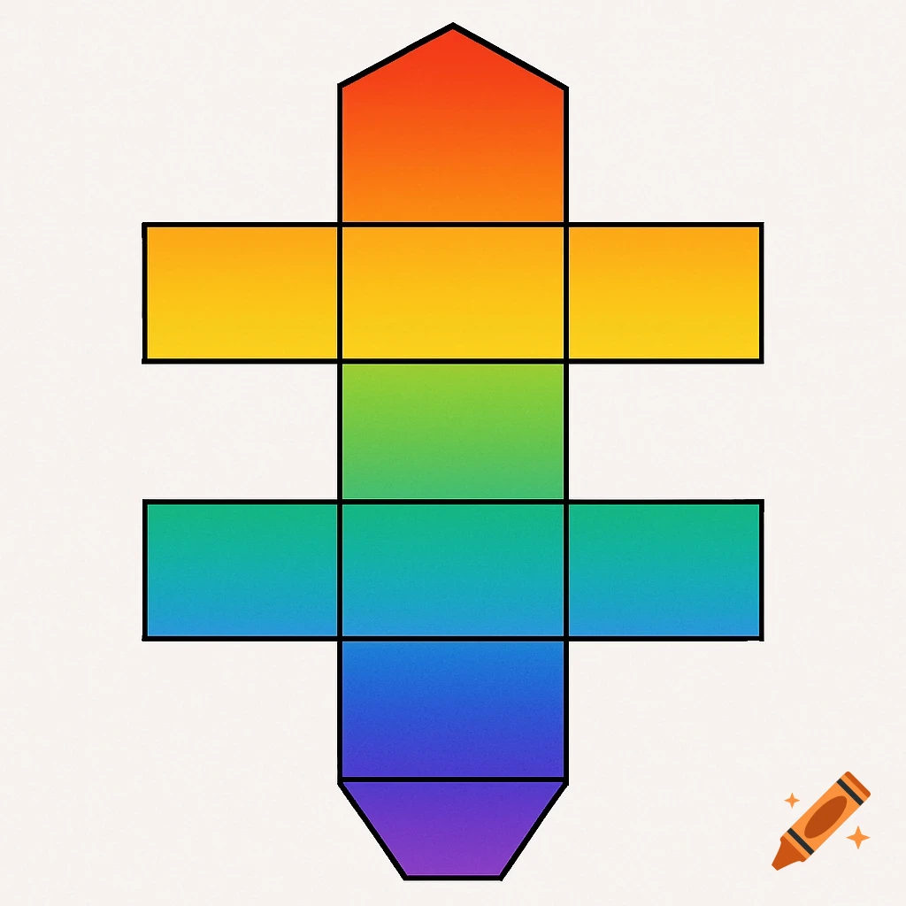 Geometric net with a rainbow gradient