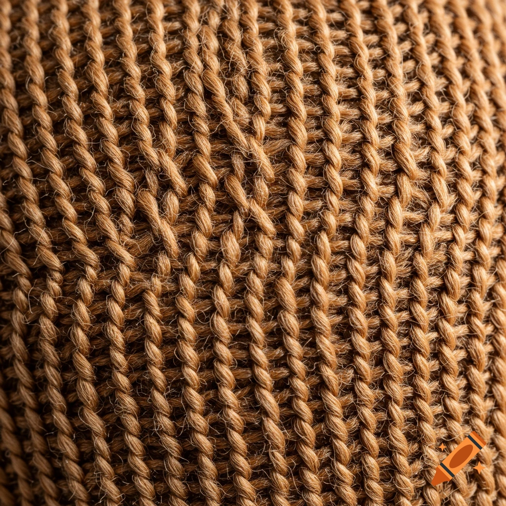 Close-up view of brown knitted texture.