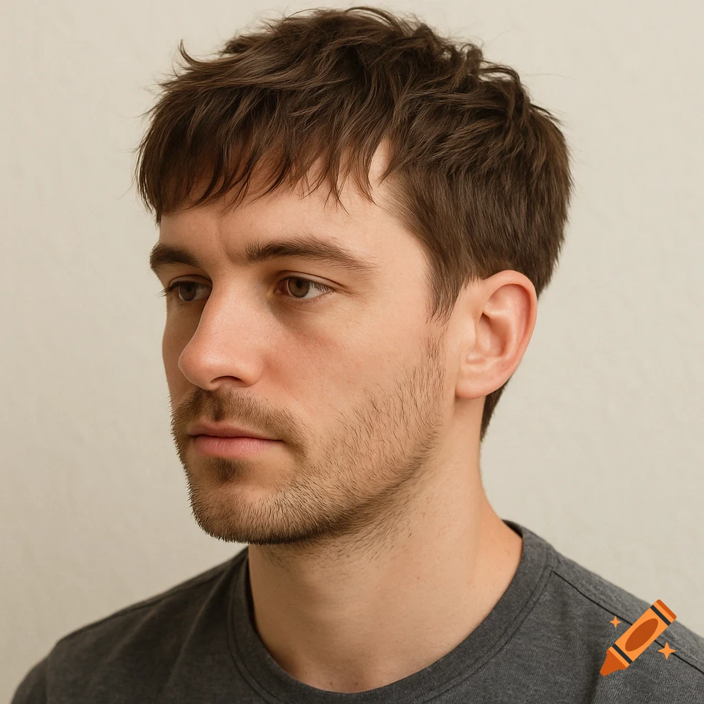 Head and shoulders portrait of a man with brown hair and beard looking left.