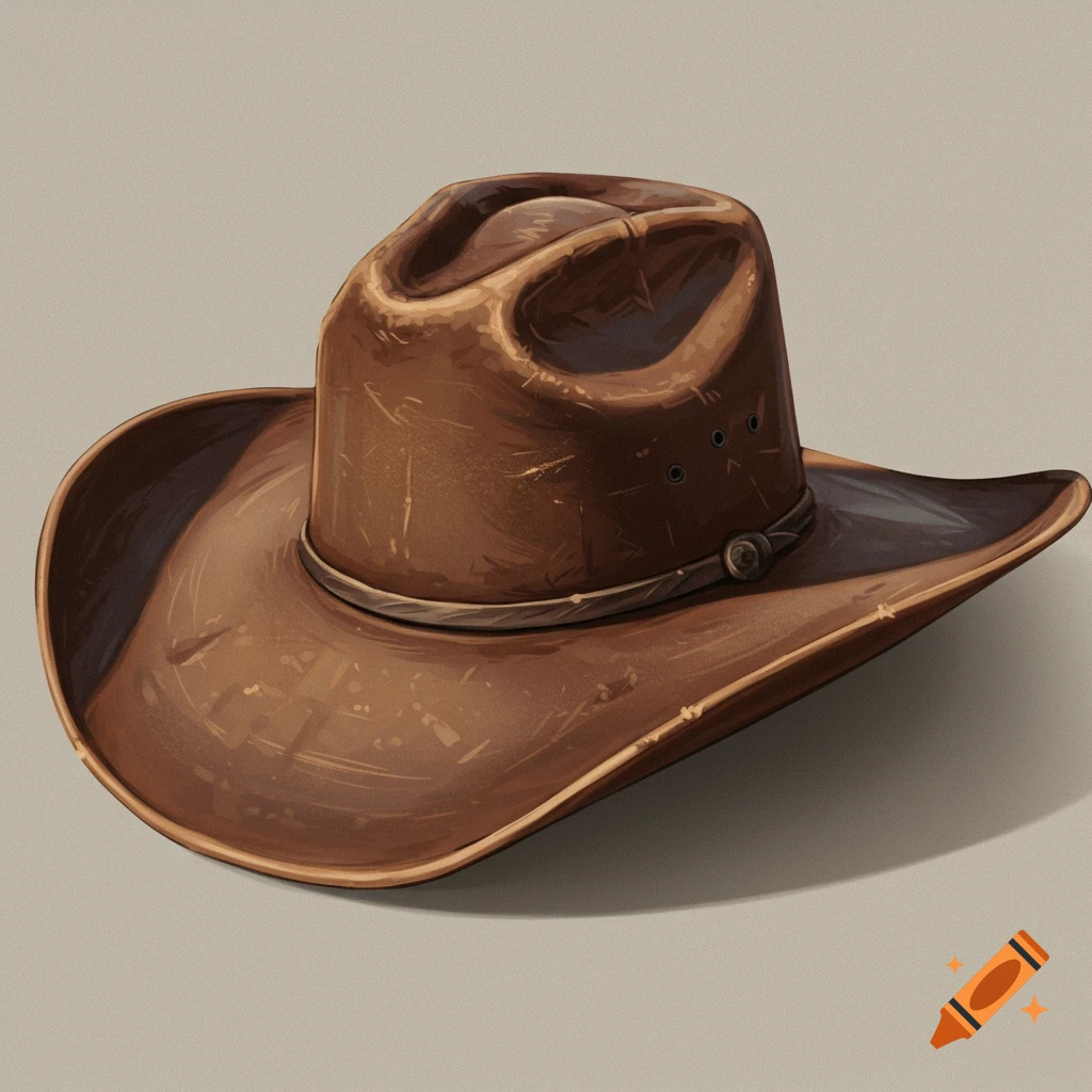 A brown cowboy hat on a neutral background.