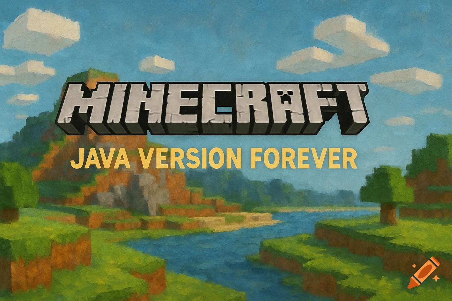Painted Minecraft title screen with the slogan 