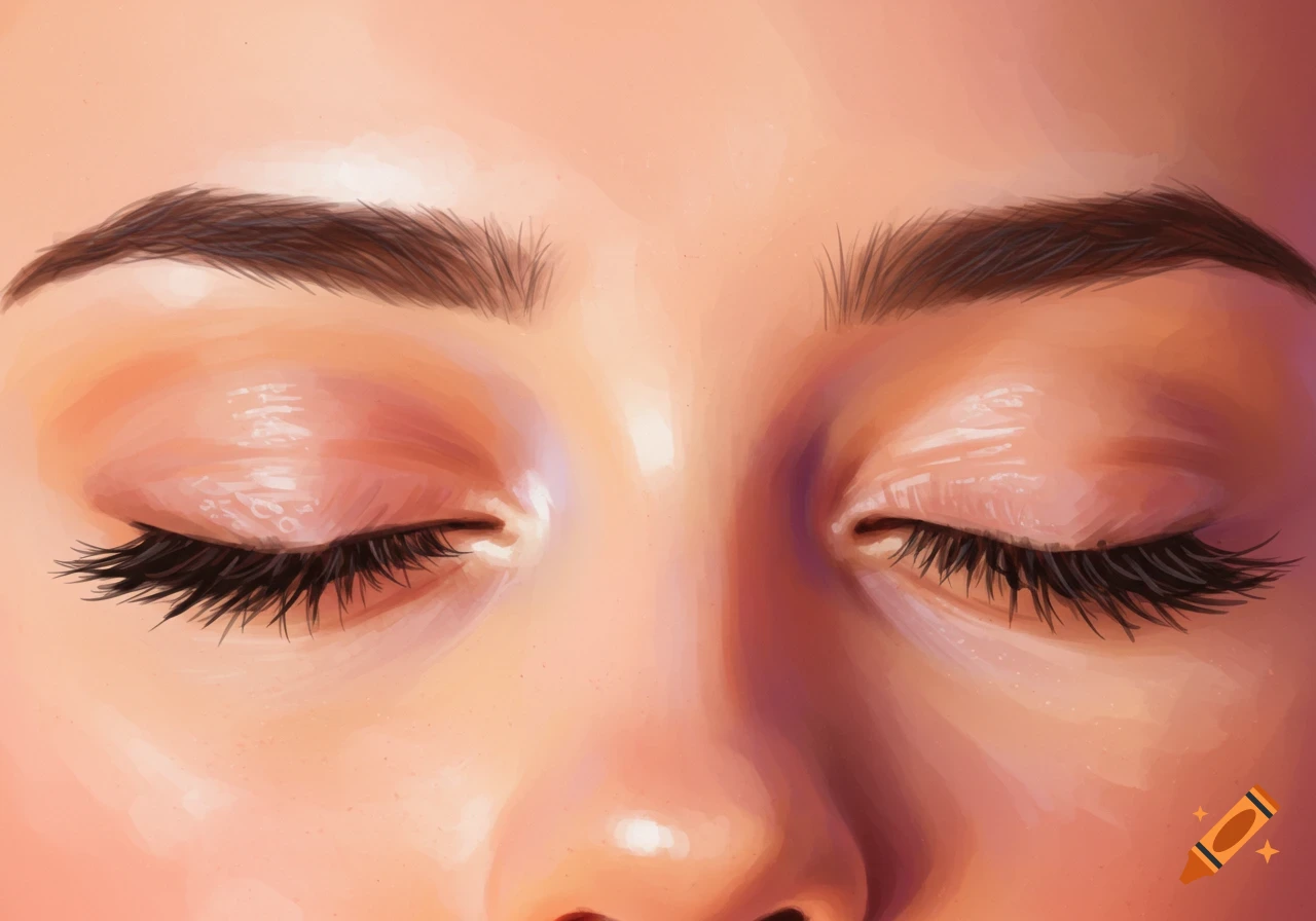 Close-up digital painting of a person's closed eyes.