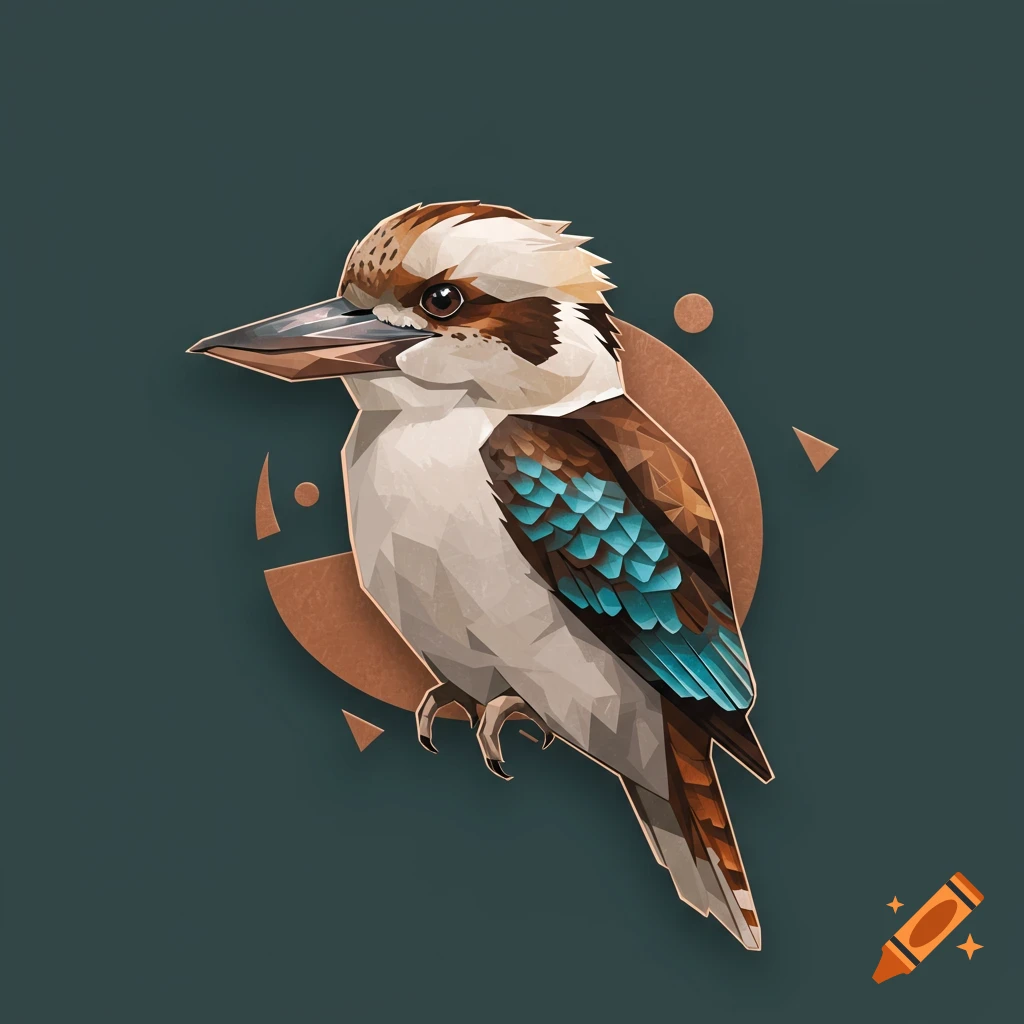Geometric style illustration of a kookaburra.