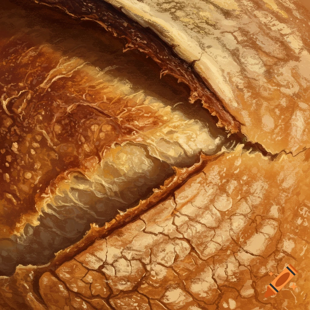 Close-up illustration of golden-brown bread crust.