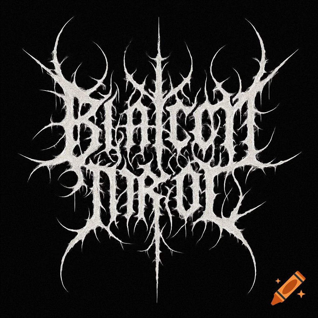 Highly stylized black metal logo in white on black background.