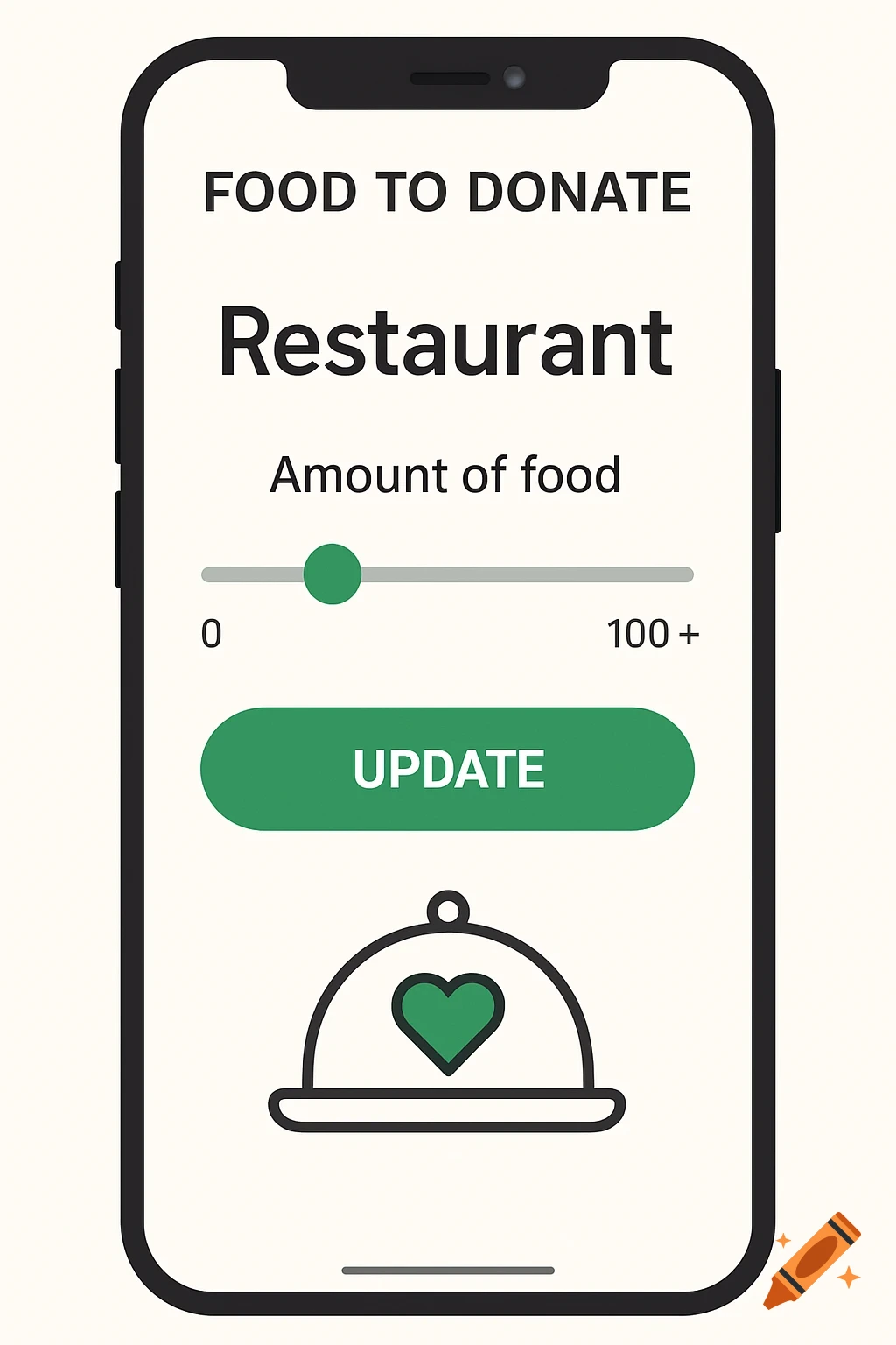Mobile phone screen displaying a food donation app interface.