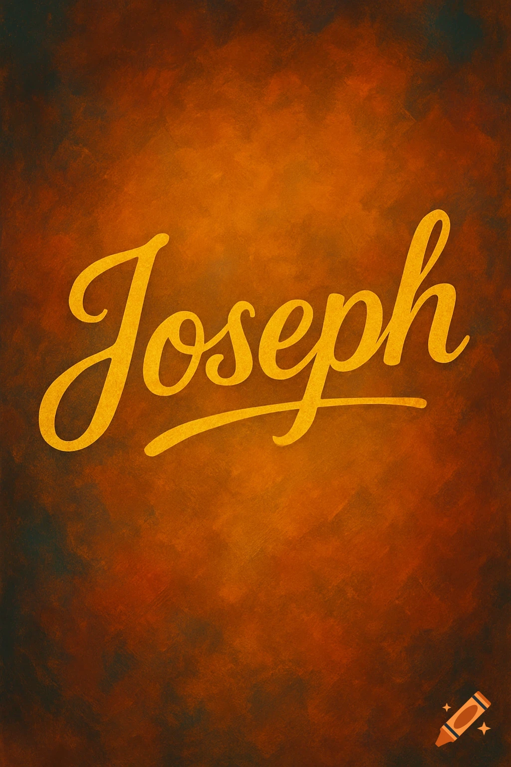 The name Joseph in gold script font on a textured orange and brown background, styled as a phone wallpaper.