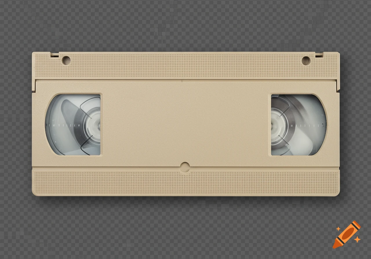 Blank beige VHS video cassette from above