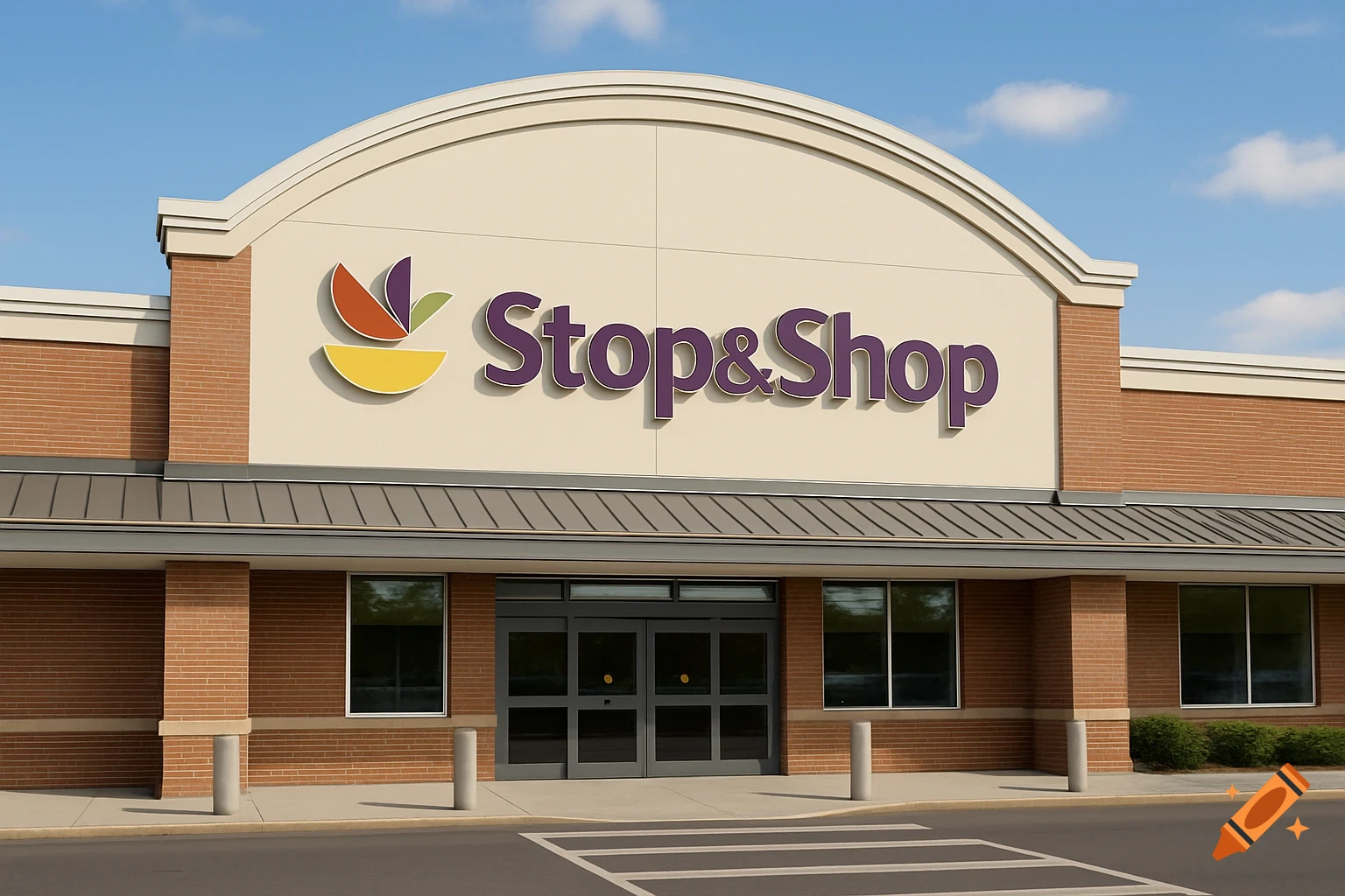 Front exterior view of a Stop & Shop grocery store building.