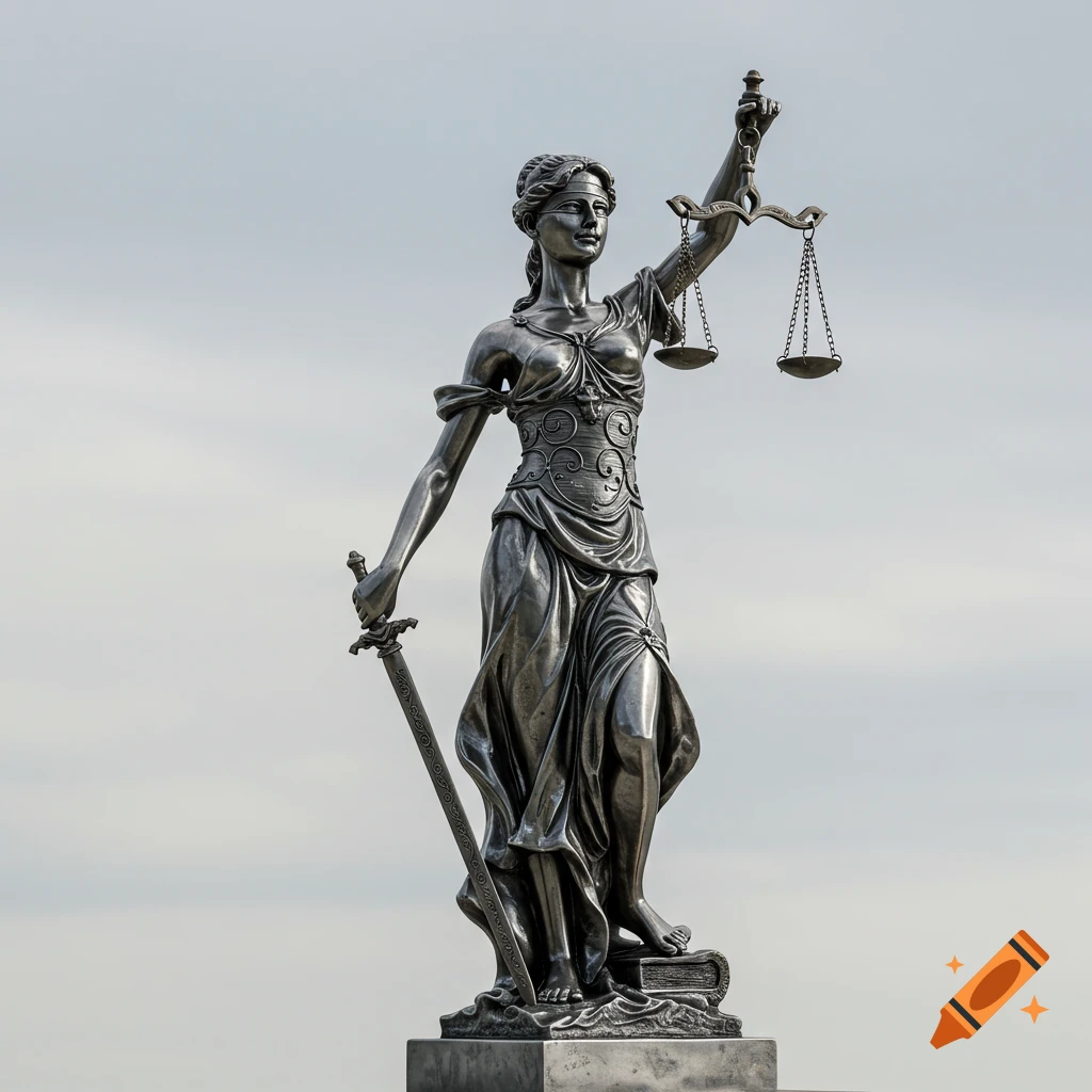 Statue of Themis holding scales and a sword