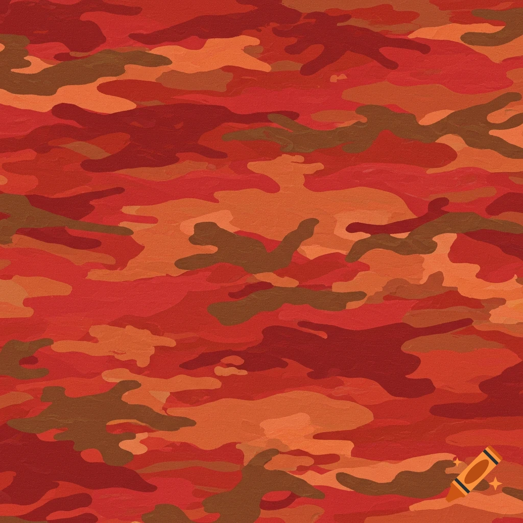 Red, orange, and brown camouflage pattern.