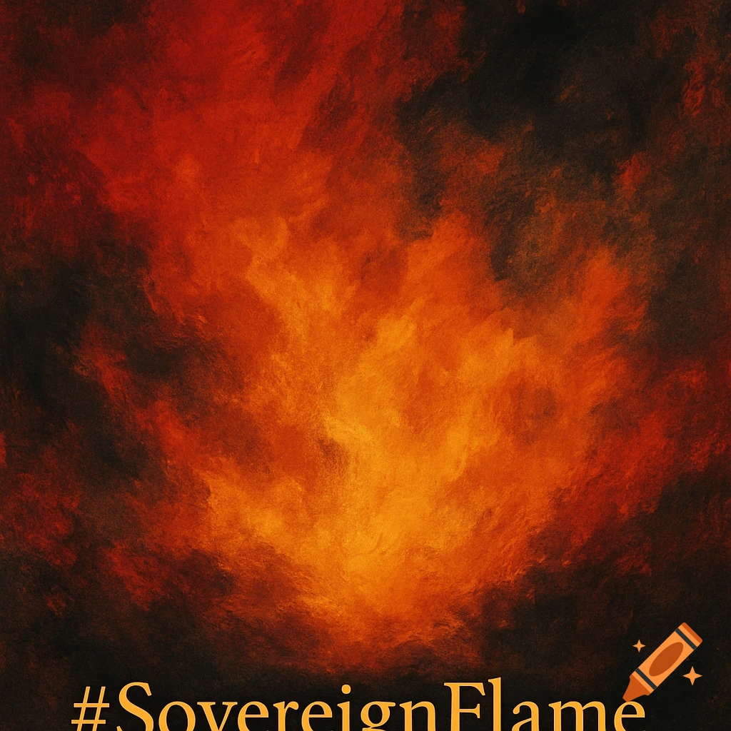 Abstract fiery background with #SovereignFlame text.
