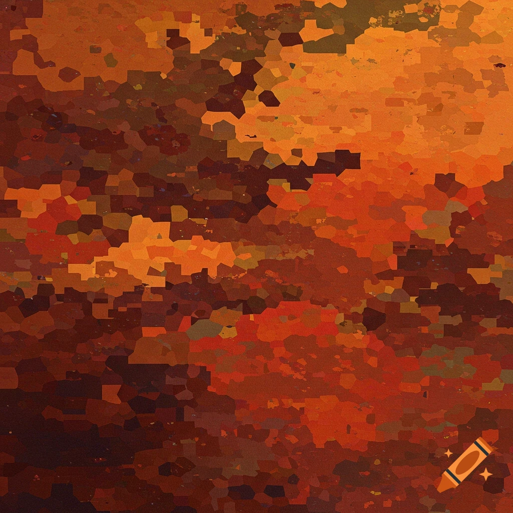 Abstract pattern of polygonal shapes in red, orange, and brown colors, like Mars camouflage.