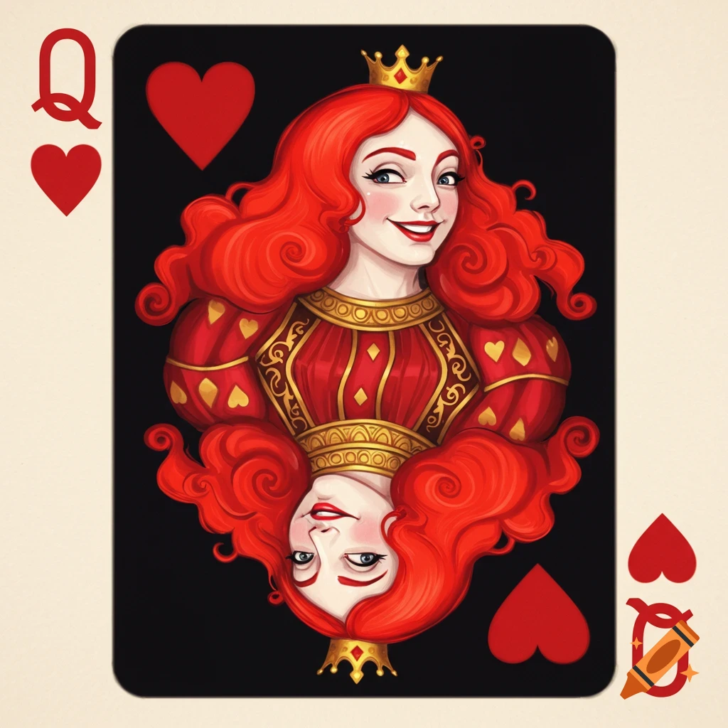 Illustration of a Queen of Hearts playing card