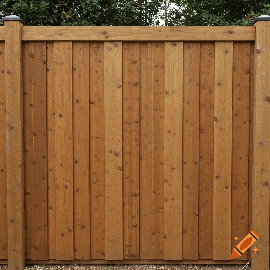 Close-up of a light brown wooden privacy fence panel.