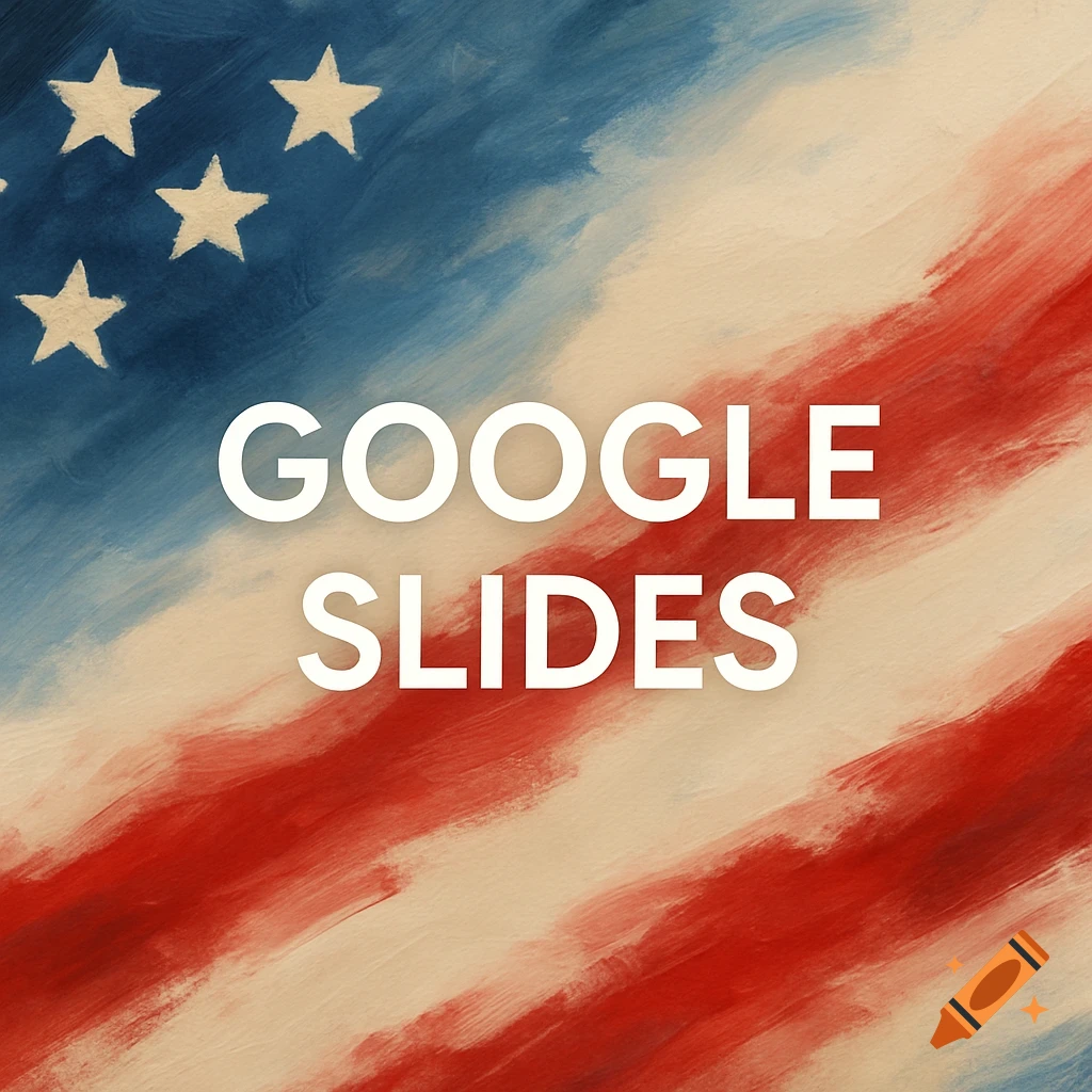 Abstract painted American flag background with text Google Slides