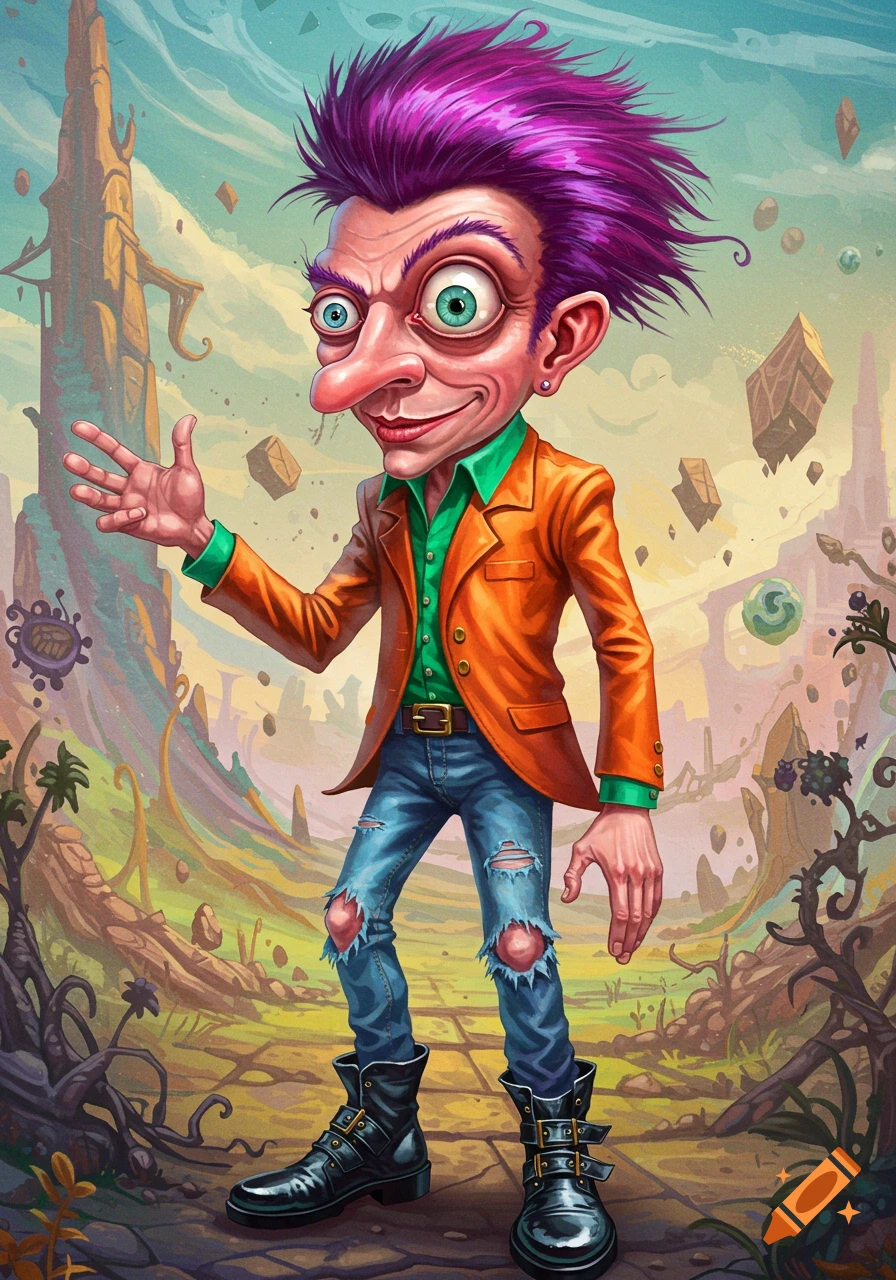 cartoon-man-with-purple-hair-and-large-eyes-in-a-weird-landscape-on