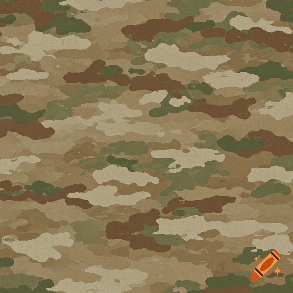 A seamless camouflage pattern in earthy brown, green, and tan colors.