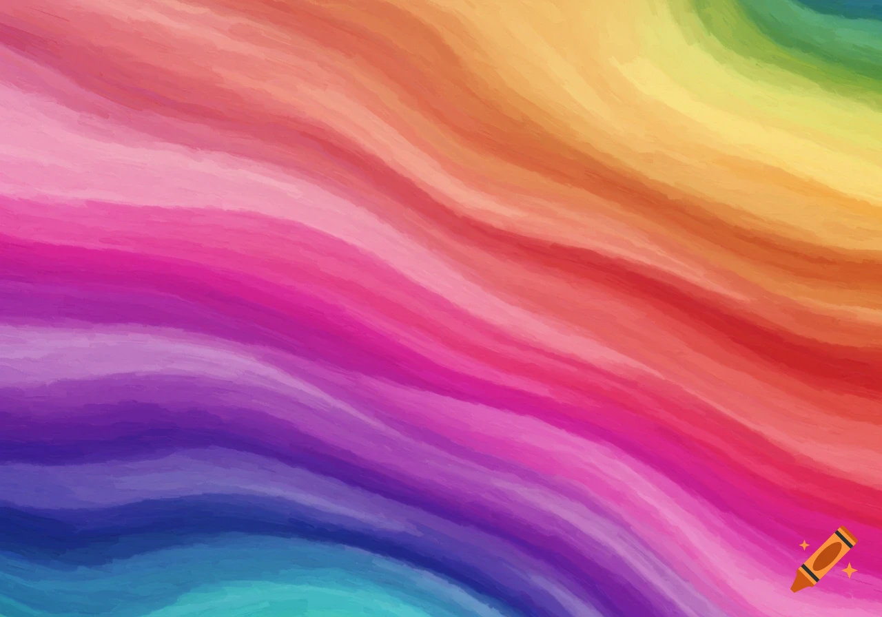 Wavy lines of rainbow colors in a watercolor style.