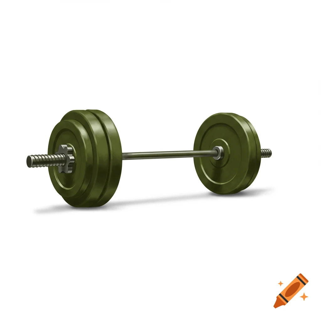 A green weightlifting barbell on a white background.