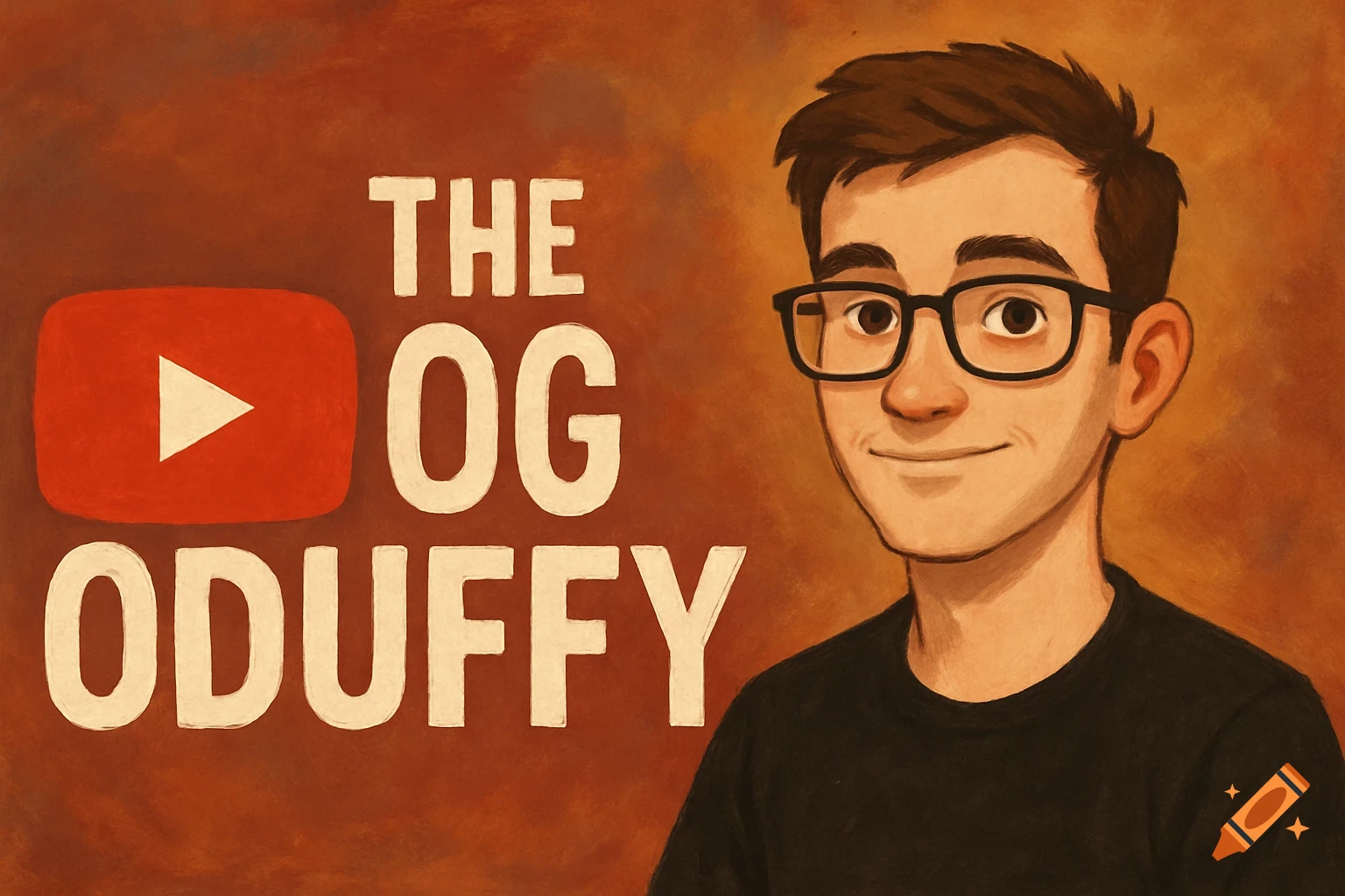 Cartoon illustration of a person with glasses next to a YouTube logo and text reading "THE OG ODUFFY" on a brown background.