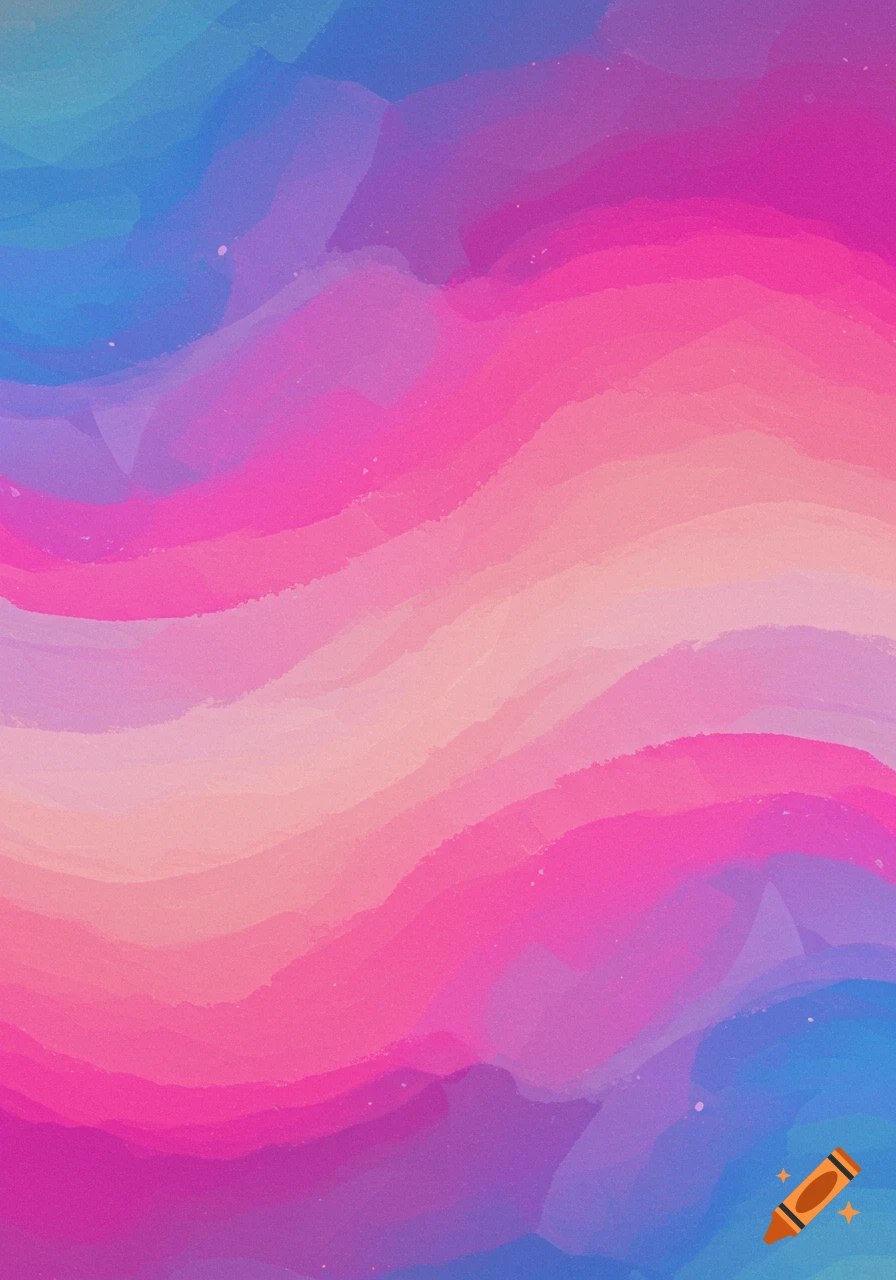 Watercolor abstract with waves of pink, purple, and blue colors