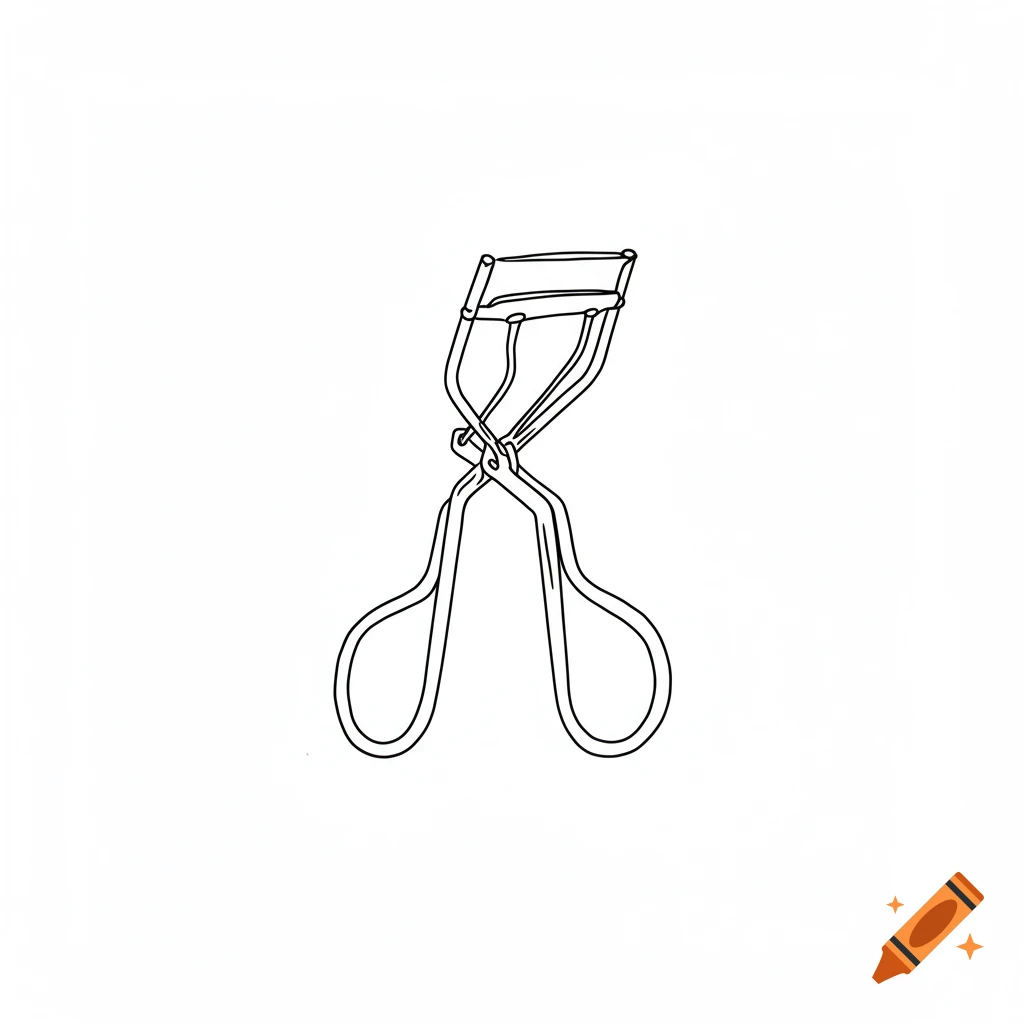 Line drawing of an eyelash curler.