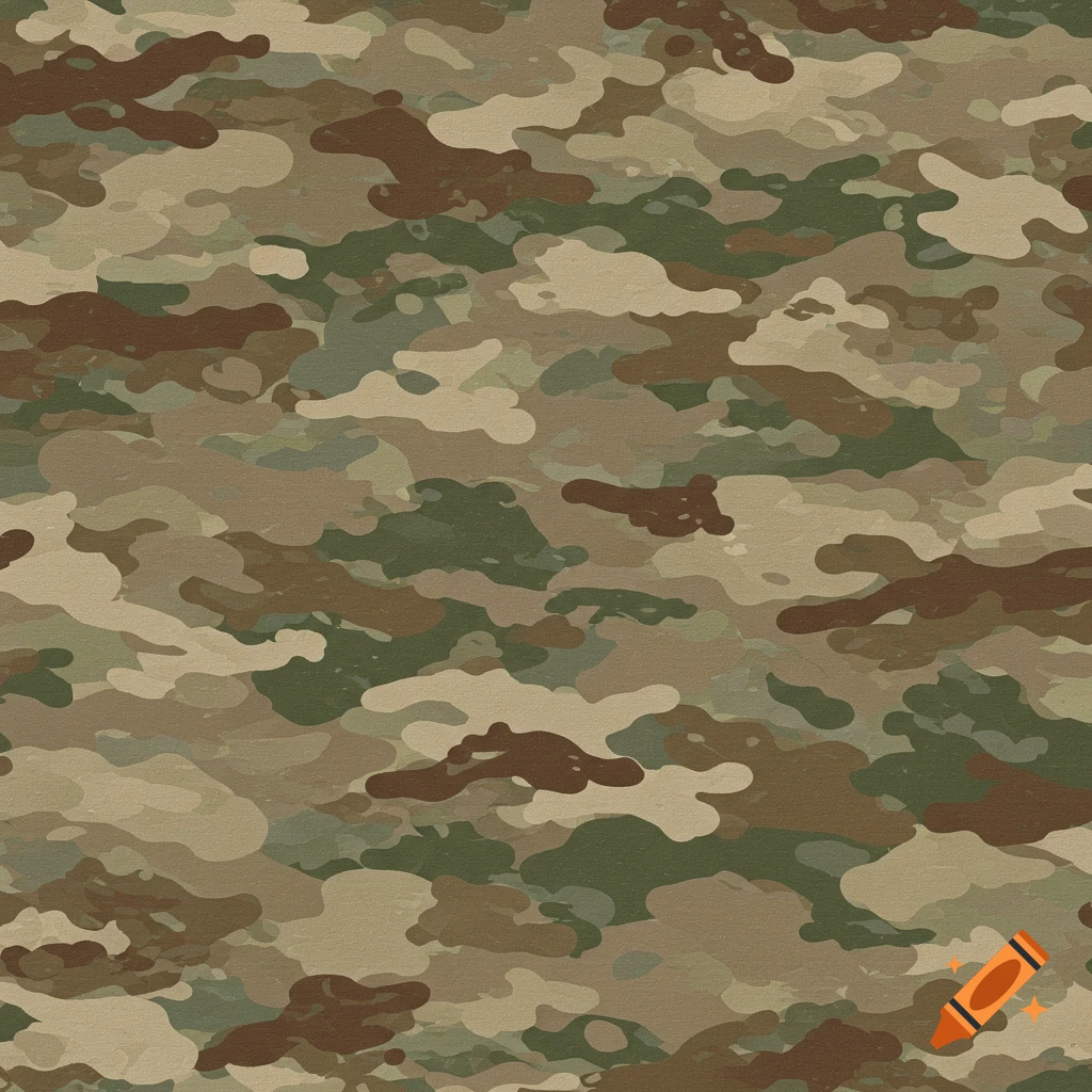 Seamless camouflage pattern with brown, green, and tan shapes.