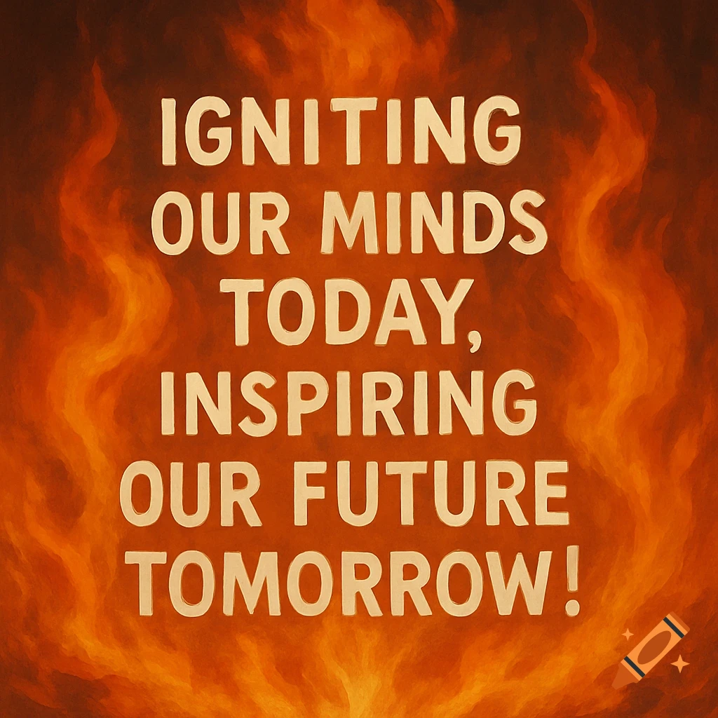 Motivational quote over a background of flames.