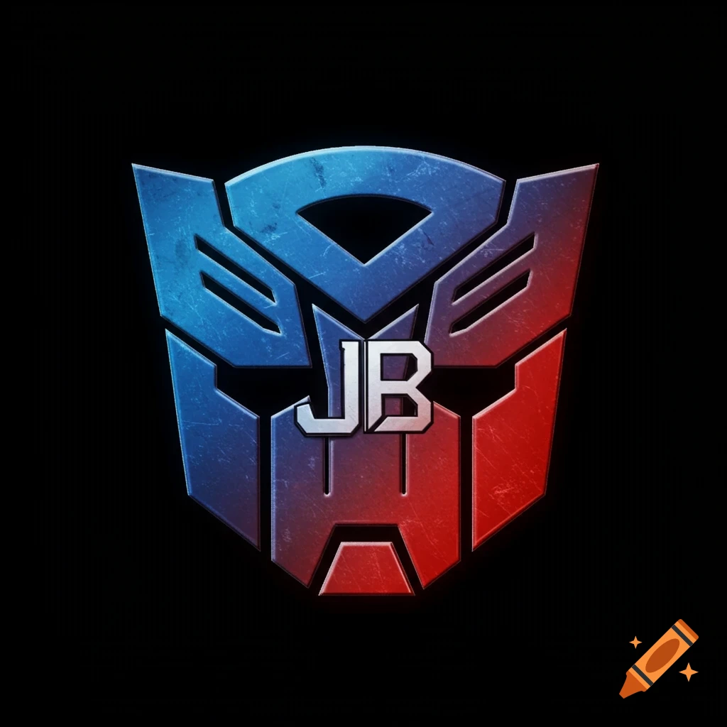 Transformers Autobot logo with the letters JB in the center, on a black background.