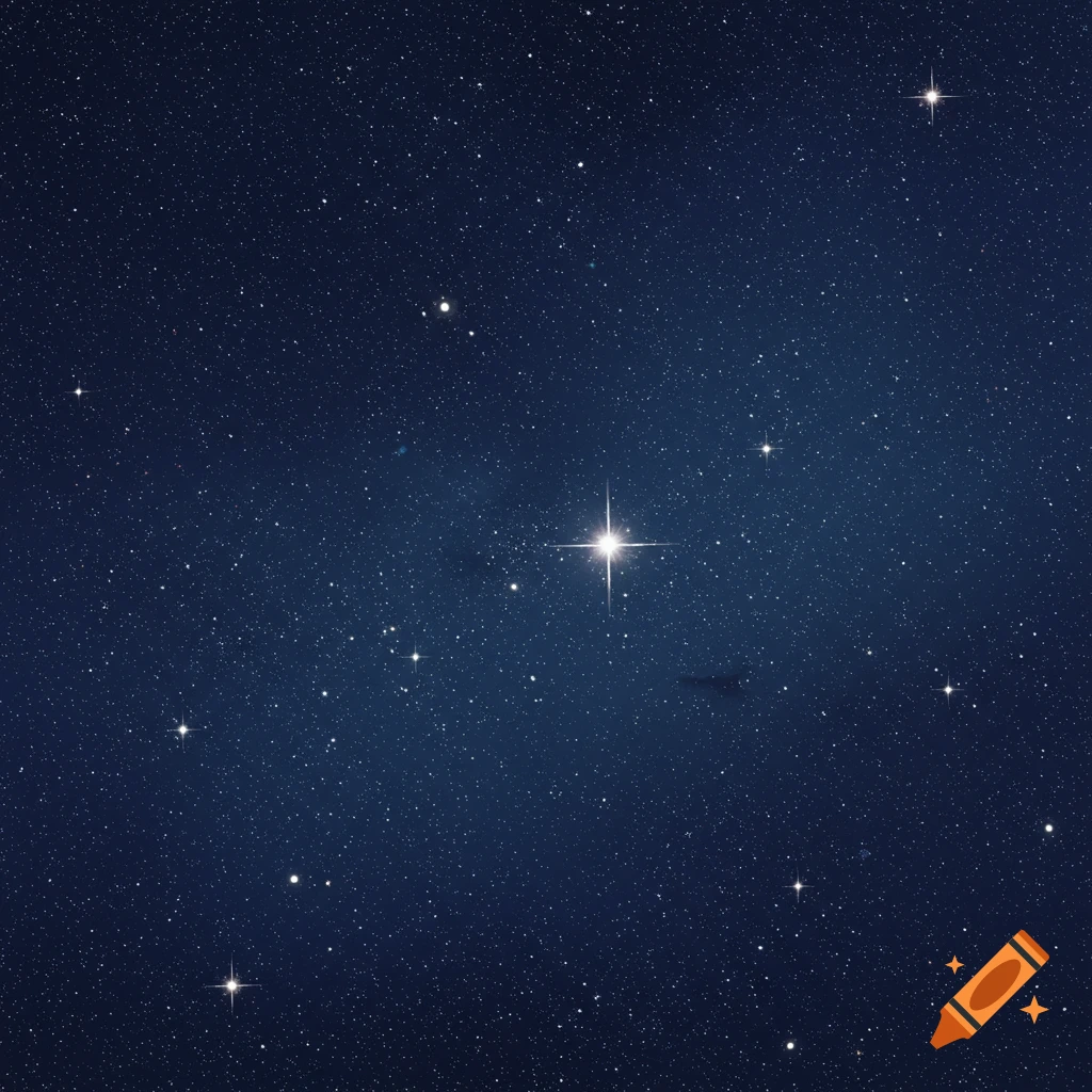 A realistic image of a deep blue night sky filled with many bright stars.