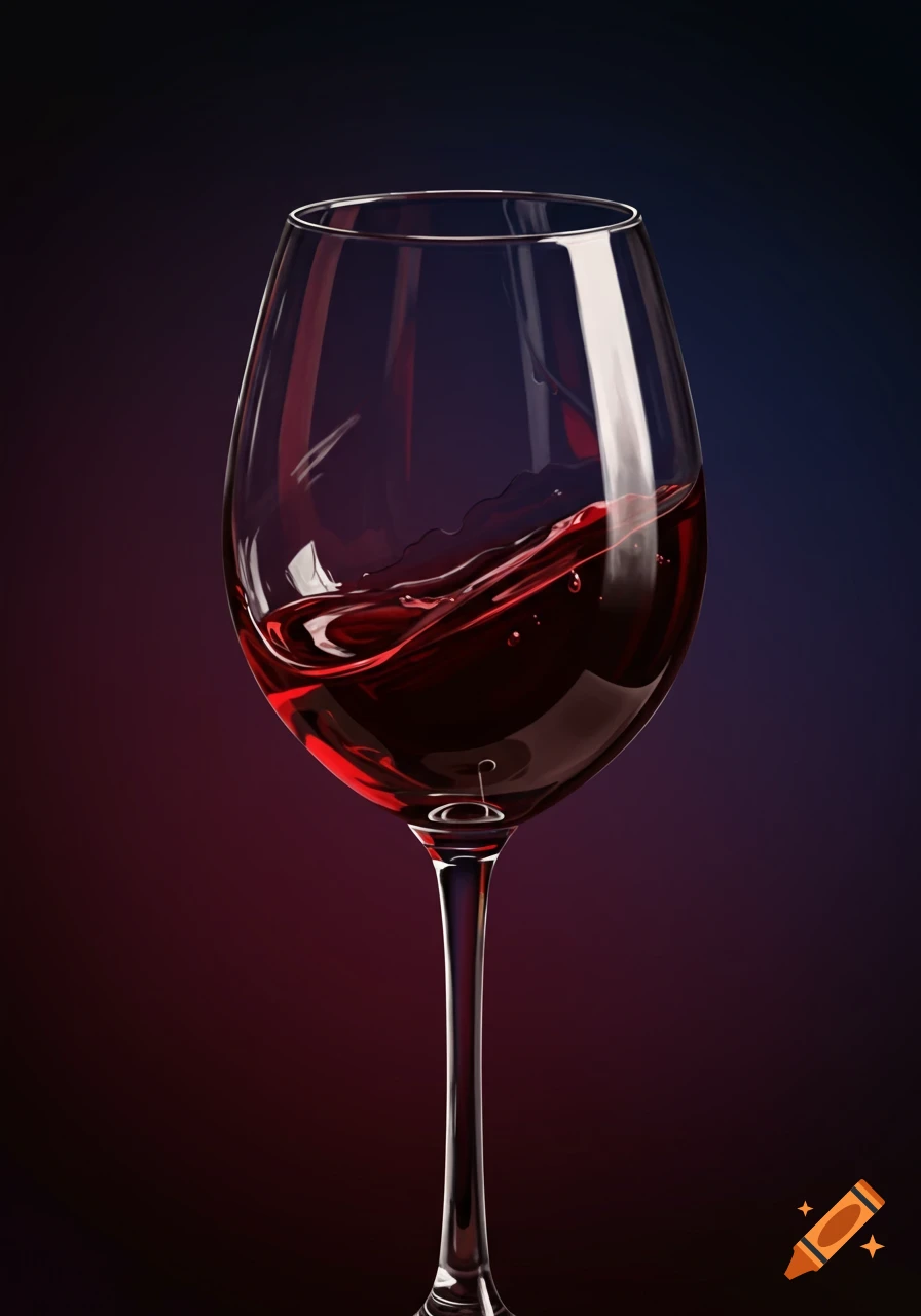 A close-up studio shot of a wine glass with swirling red wine.